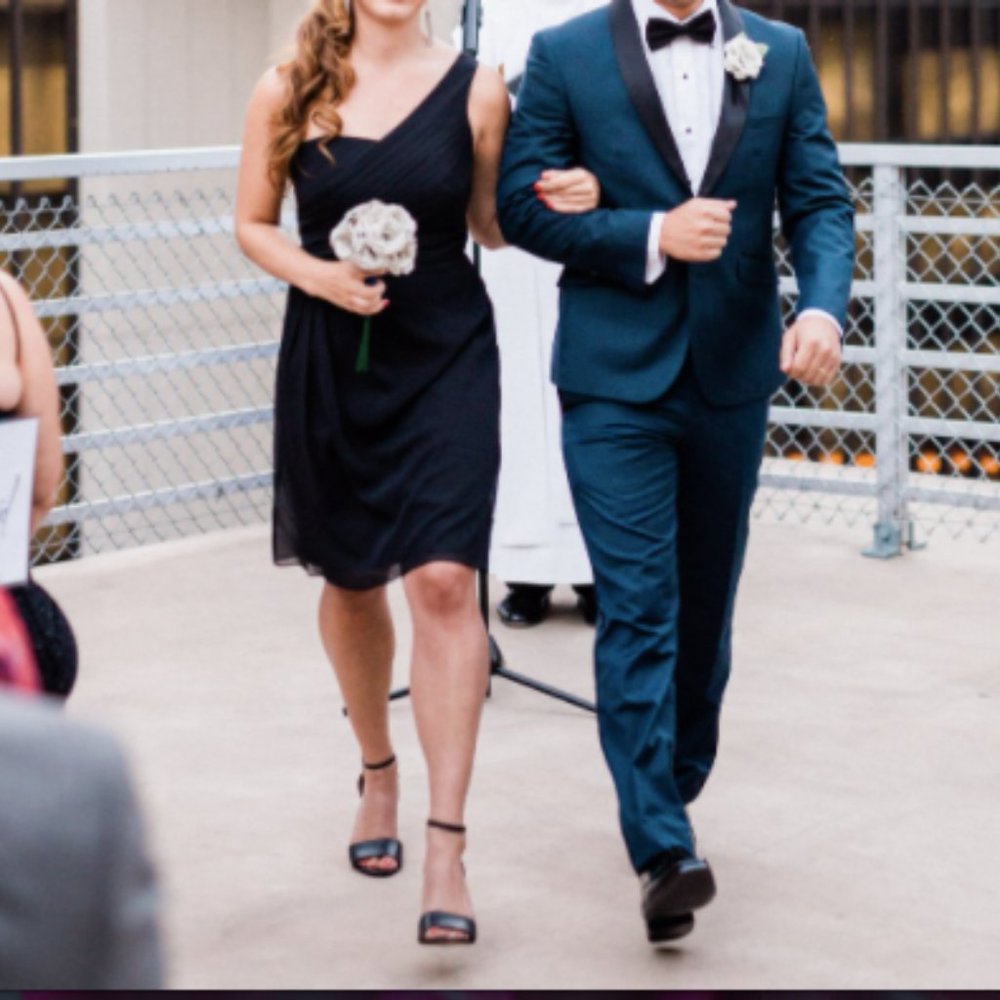 David's Bridal Short Black Bridesmaid Dress Sz 6